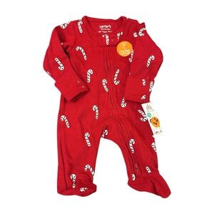 Carter's Festive Red Candy‎ Cane Footie